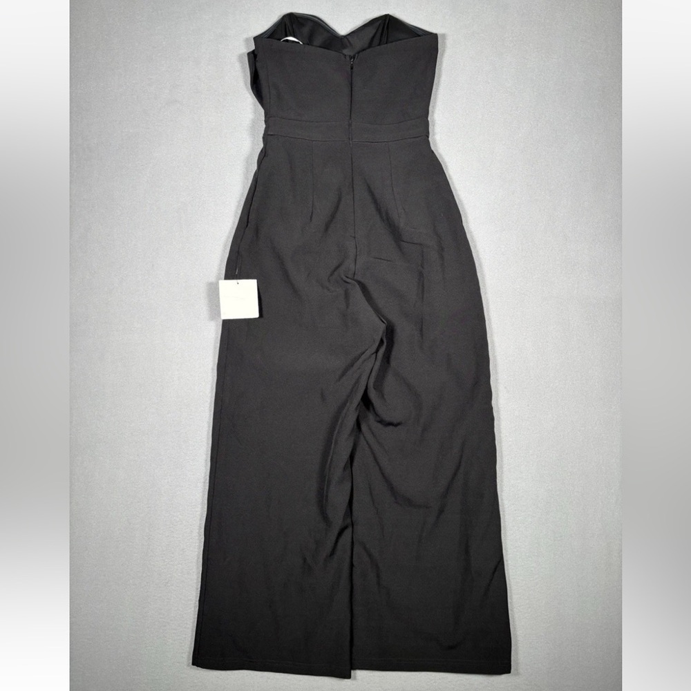 LULUS Won a Heart Jumpsuit Women’s XSmall Black Strapless Wide Leg Classy NWT - Picture 11 of 12